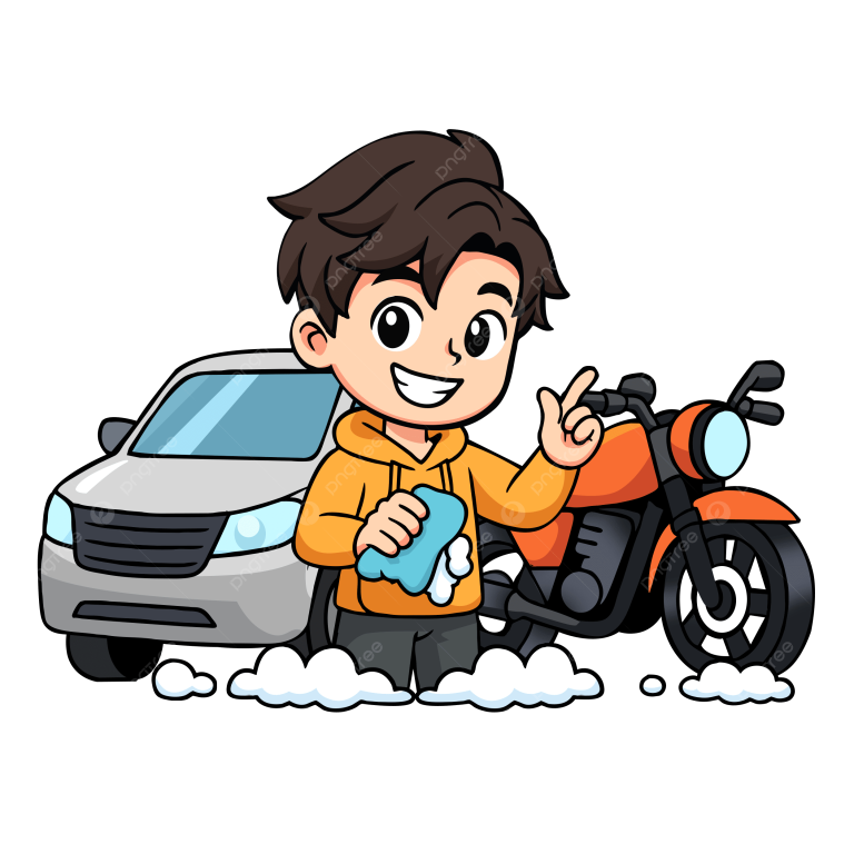 Ilustrasi Cuci Motor & Mobil