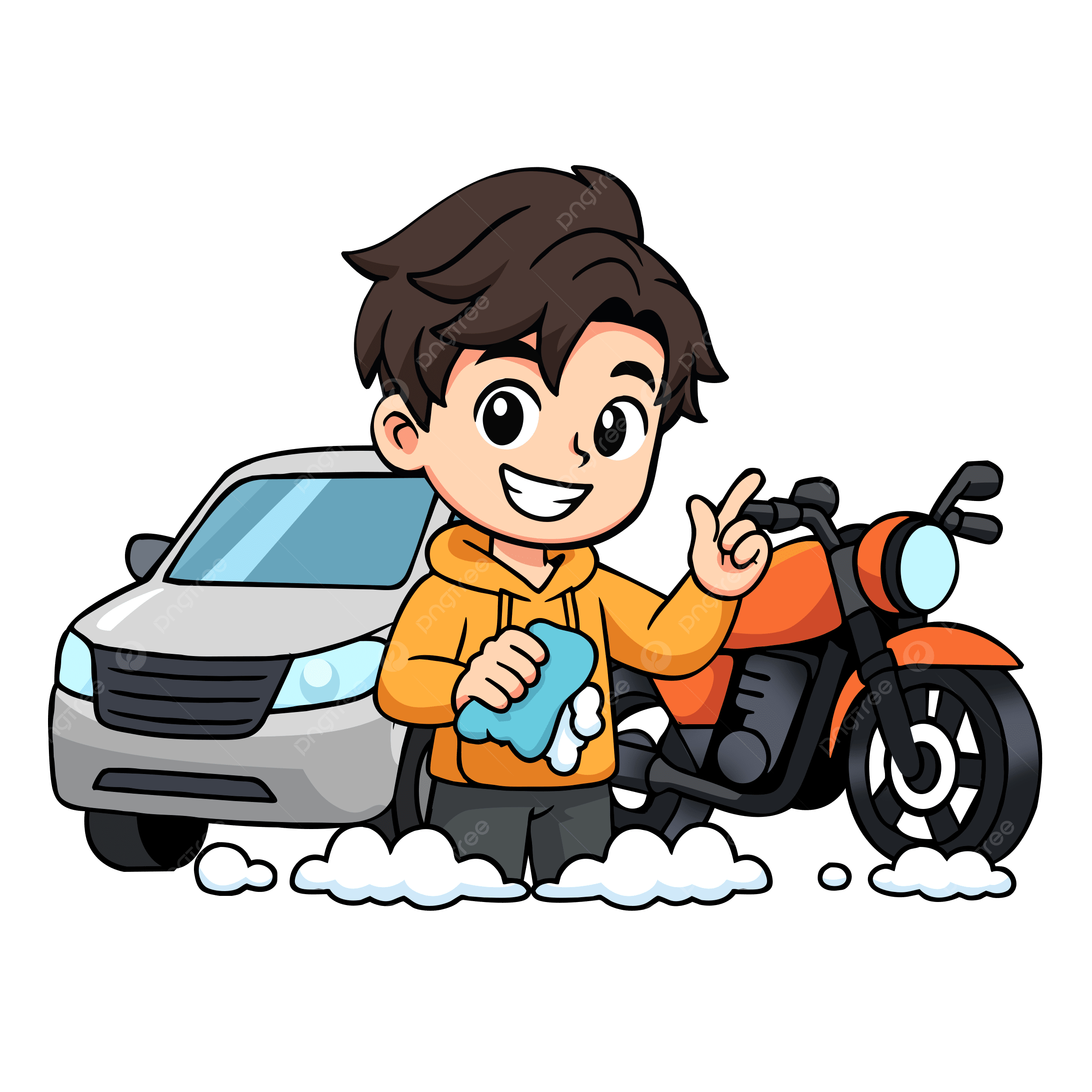 Ilustrasi Cuci Motor & Mobil